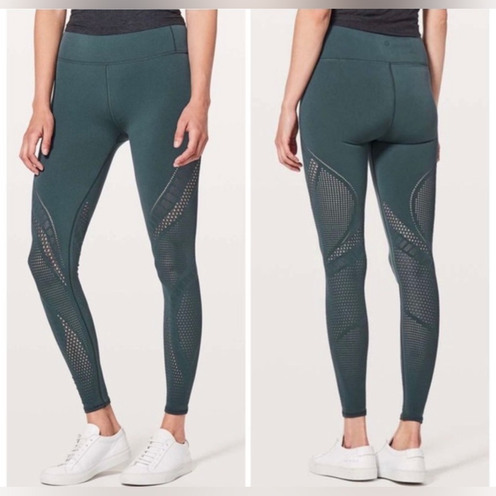 LULULEMON 4 Reveal 7/8 Tight Interconnect Gravity Gray Blue 25.5” Yoga Legging